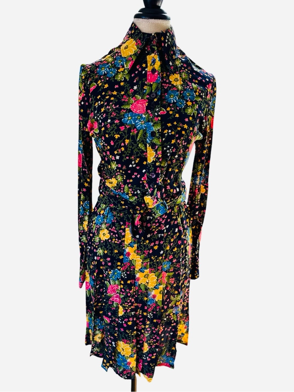 Eric & Alex New York floral 1970’s dagger collar top pleated skirt set EVC XS